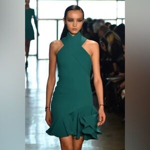 cushnie et ochs green halter neck dress